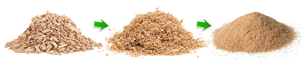 biomass materials of different fineness