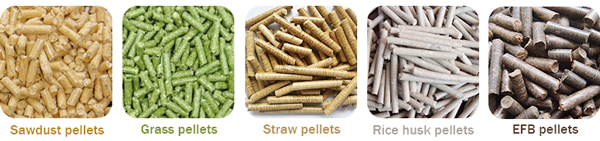 wood pellets made of different biomass materials
